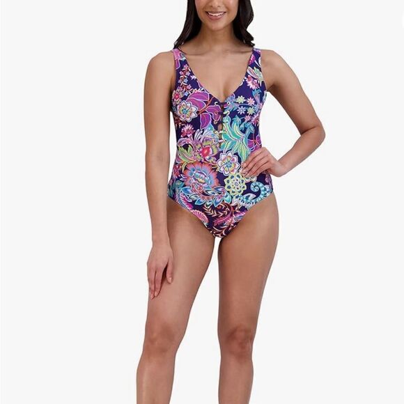 BCBGMAXAZRIA One Piece Swimsuit Bathing Suit Tummy Control Medium M NWT - Picture 2 of 10
